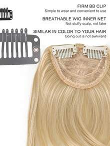 12 Inch High-Layered Straight Bangs Wig For Women BB Clip Style Invisible And Traceless Increase Hair Volume Modify Face Shape Straight Bangs Wig Synthetic Heat-Resistant Fiber Wig Suitable For Daily Holiday Party Wear