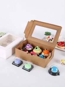 4pcs/8pcs 2/4/6/8/12 Cupcake Boxes With Clear Window, Muffin Cups, Pastry, Dessert, Afternoon Tea, Mousse Cake, Bakery Packaging - Multicolor - View 10