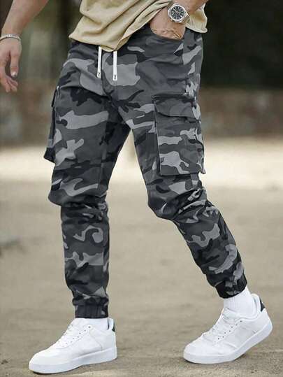 1pc Boys' Camouflage Cargo Pants, Elastic Casual Outdoor Workwear, Suitable For All Seasons, Regular Fit, Suitable For Play And Sports, Boys' Pants, All-Season Long Pants, Practical Pocket Design, Durable Children's Clothing, Suitable For Outdoor Activities And Back To School Season