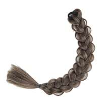 合成手工编织马尾辫接发带弹性橡皮筋 18 英寸长麻花辫马尾辫适合女性日常派对使用黑棕金灰假辫子发片增加发量 - 彩色 - 查看 13