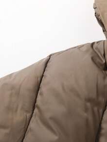 Women's Casual Padded Coat, Sporty Versatile Hooded Zip-Up Sweatshirt, Solid Color, Fashion Pockets, Cotton Outerwear