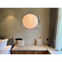 21.65Inch Large Round Paper Lantern Lamp ShadeWhite Rice Paper Lamp Shade Chinese Foldable Paper Lantern Lampshade For Home Indoor Living Room Bedroom Ceiling Decor - trắng - Xem 4