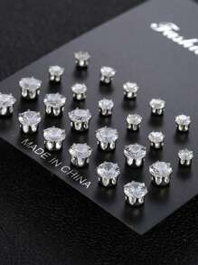 12 Pairs Minimalist Stud Earrings Set, Everyday Accessories For Girls - Silver - View 5