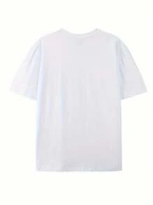 Front Fun Dog Fries Pattern Print Round Collar Short Sleeve T-Shirt Top Comfort Breathable Fabric Leisure Sports Style Men 100% Cotton Street Wear T-Shirt (Choose A Larger Size To Get A Looser Effect)