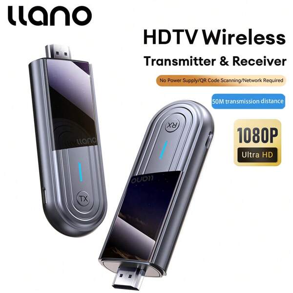 Llano 4k Wireless Hdmi Transmitter Receiver Laptop Audio Video Same Screen To Projector Plug & Play 5.8G Wireless HDMI Extender Kit-[HDTV Interface]1080P HD
