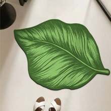 1 件绿色叶形硅藻泥浴垫，速干吸水编织浴垫，带防滑橡胶背衬，可机洗，防滑硅藻土浴室地毯，适用于家居装饰（绿色/棕色）家居浴室装饰户外地毯门垫秋季装饰浴室配件返校入口装饰