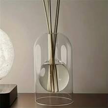 1pc Minimalist High-End Creative Double-Layer Glass Aroma Diffuser Bottle, Transparent Flameless Fragrance Bottle (Aroma Sticks In Random Color)