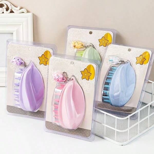 1 pièce Brosse de massage du cuir chevelu en silicone en forme de carambole, double usage pour le nettoyage mouillé et sec, brosse à shampoing de conception originale, soulagement efficace des pellicules et des démangeaisons