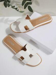 全新女士时尚优雅镂空PU皮革沙滩凉鞋 - 白色 - 查看 4