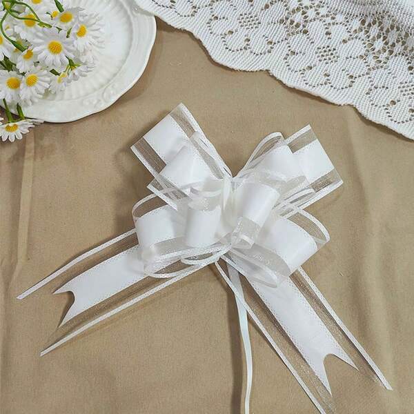 10pcs/Pack Snowflake Organza Ribbon Bows, Gift Wrapping Ribbons, Colorful Ribbons For Crafts, Parties, Weddings, Wedding Cars