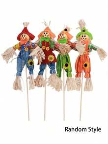 1 pièce Décoration d'épouvantail d'Halloween pour l'extérieur, style aléatoire, épouvantail d'automne de 30 cm pour la récolte. Décorations d'épouvantail debout pour le jardin, la maison, l'école, la cour, le porche, la décoration d'action de grâce