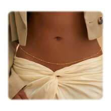 1 Set de 2 cadenas de cintura fina/gruesa a Set y sexy para mujeres, cadena de bikini, estilo sexy y elegante, adecuado para la playa, traje de baño, fiestas al aire libre, danza del vientre y ropa sexy de Halloween