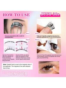 Waloshow 磁性假睫毛套装 - 自然逼真，磁性设计，无需胶水或眼线，轻巧可重复使用，配有镊子，方便佩戴