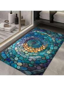1 件独特的抽象蓝色螺旋浴室垫、浴室地毯、浴室垫、门垫、小地毯、地毯、地垫、家居装饰、区域地毯、户外垫、家居装饰、区域地毯、卧室地毯、可洗地毯 - 彩色 - 查看 1