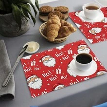 1 pieza/4 piezas/6 piezas Manteles individuales de lino con estampado de copos de nieve y árboles de Navidad, Navidad, regalo de Navidad, decoración navideña, adecuado para mesa de comedor, decoración para todo el año, manteles individuales modernos lavables, decoración de habitación, manteles individuales, posavasos, manteles de mesa de cocina y comedor, decoración de fiesta interior y exterior, decoración del hogar, regalo ideal