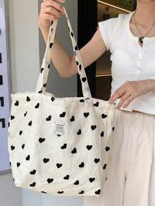 夏季超清新欧美法式风菱格碎花时尚单肩包学生布包 - 黑與白 - 查看 4