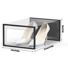 12pcs Shoe Organizer Stackable Storage Boxes Sneaker Containers Clear Display Case - Negro - Ver 2