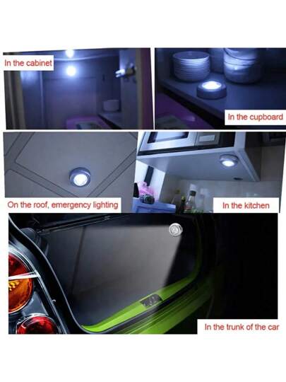 Wireless LED Round Push Lights, Battery Rechargeable, Adhesive Back, Portable Easy Installation, Hallway, Bathroom, Bedroom, Kitchen, Cabinet, Stairs Home view 7