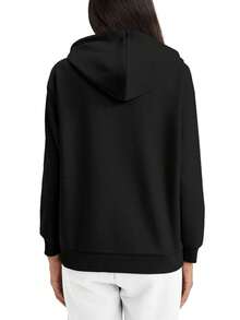 Faith Hope Love Print Women's Casual Black Hoodie All-Season Polyester Sweatshirt With Front Pocket And Drawstring Hood, Sweater Hoodie - 黑色 - 查看 4