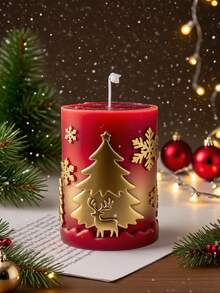 Stampo in silicone cilindrico 3D per candele natalizie (design piatto di renne e fiocchi di neve) - Per candele festive fai-da-te/artigianato in cera per aromaterapia, riutilizzabile e facile da smontare, ideale per decorazioni natalizie per la casa e regali fatti a mano - Stampo artigianale in silicone