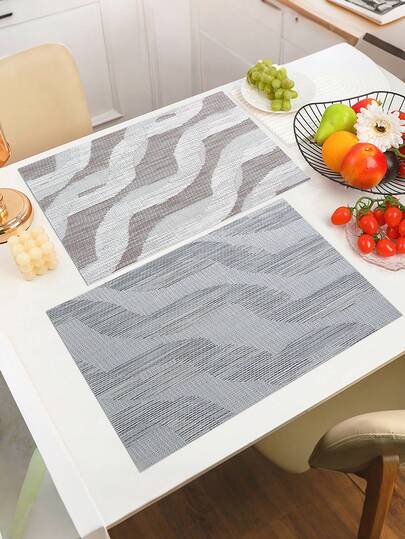 2/4/6 Stücke 12*18 Zoll rechteckige PVC Wellen-Jacquard Tischsets, Kaffee-Maschinen Untersetzer, waschbar, rutschfest, hitzebeständig, geeignet für Hochzeit, Feier, Zuhause, Picknick, Geburtstagsfest, minimalistisch & modisch