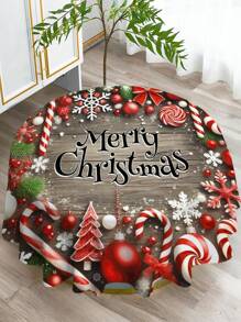 Față de masă imprimată din seria Crăciun, 1 buc. Față de masă modernă, dreptunghiulară/rotundă, impermeabilă, imprimare digitală, potrivită pentru sufragerie, masă de exterior, masă rotundă mică