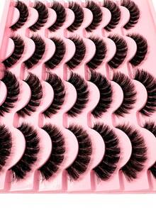 LYBCG 28pairs Cat Eye Eyelashes 3D Natural False Lashes D Curl Fluffy Soft Cross Manga Lashes Wispy Natural Eyelash Halloween Extension Makeup For Cosplay Manga Cat False Lashes - 黑色 - 查看 4