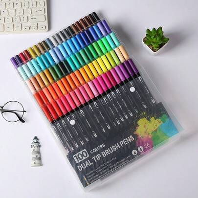 12/36/72/120/168 Color Double-Headed Marker Pen Painting Set, Double-Headed Hook Pen Marker Pen Two-In-One, Washable Color Pen, Art Learning Art Creation Campus Supplies, Student Creative DIY Graffiti Painting Tools, Essential Campus Supplies Student Gifts For The Start Of The School Season