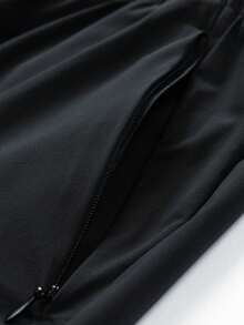 1 pieza Pantalones cortos deportivos casuales para hombres, pantalones cortos para correr de secado rápido, hasta la rodilla (Beige) - Negro - Ver 5