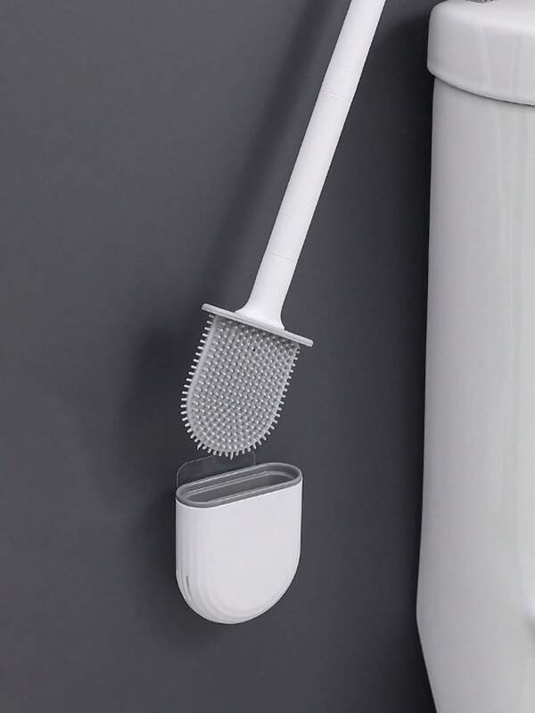 Silicone Toilet Brush, Toilet Brush With Quick Dry Holder, Detachable Long Handle Toilet Brush, Wall Mounted/Floor Mounted Toilet Brush For Bathroom