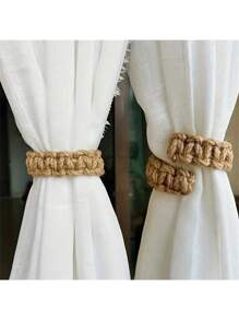 1/2/4pcs Curtain Tiebck, Curtain Tie Rope Braided Curtain Clip Curtain Holdback For Bedroom Living Room Home Decor
