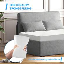 Twin/Queen Size 2 In 1 Convertible Sofa Bed, Linen Loveseat With 1 Foldable Mattress And 2 Cushions, Pull Out Sleeper Sofa,Couch Bed For Small Place, Apartment And Office And Living Room - 淺灰色 - 查看 9