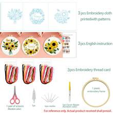 Sunflower & Bee Embroidery Kit For Beginners, Includes 11CT Printed Fabric Pattern, Full Tool Set, And DIY Craft Instructions
