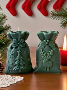 1 件圣诞礼品袋 3D 蜡烛硅胶模具，适用于 DIY 香薰蜡烛、石膏工艺品和树脂艺术 - 柔软且可重复使用，非常适合节日礼物和入口装饰 - 硅胶模具 - 白色 - 查看 4