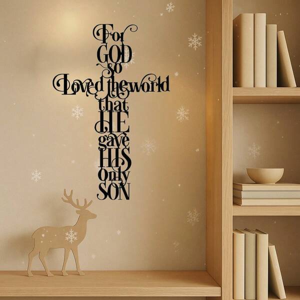 CIF BUY 1 pezzo Decorazione da parete in ferro battuto a croce gotica con citazione motivazionale - Opera d'arte vintage e natalizia da appendere per casa, ufficio, giardino. Cartello in stile rustico fattoria in metallo per parete, porta o patio, adatto per decorazioni natalizie moderne per la casa, decorazioni per la stanza in inverno