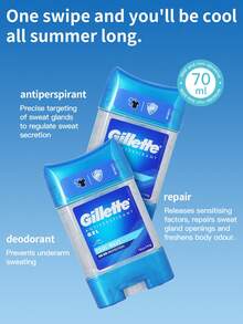 GILLETTE 1支吉列清爽浪潮止汗香体露，70毫升，72小时强效止汗+护肤成分，透明易吸收质地，薄荷薰衣草香型，适合男士日常、社交及商务场合使用。 - 清爽波浪 - 查看 2