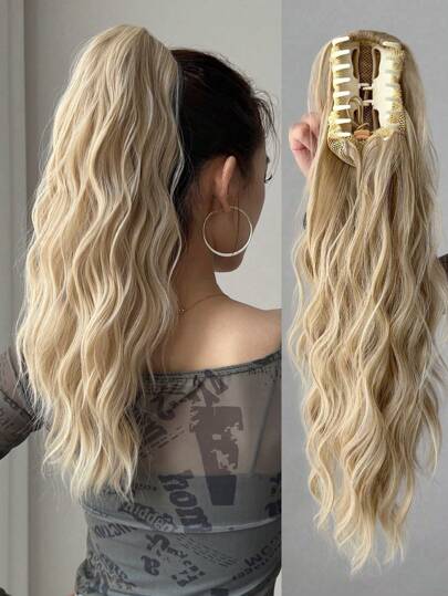 Przedłużanie kucyka z pazurami Złoty kolor 20 cali Włókno termoodporne Syntetyczny strzał Kucyk Treska Dla kobiet Dziewczęta Do codziennego użytku