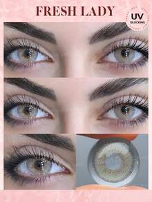 FRESH LADY 1 副自然棕色隐形眼镜月光软性隐形眼镜 14.20 毫米适合日常佩戴美瞳年度一次性万圣节服装角色扮演