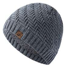 gorros tejidos a para hombres y mujeres, gorro para exteriores, gorros deportivos cálidos con forro de piel de felpa - Negro - Ver 1