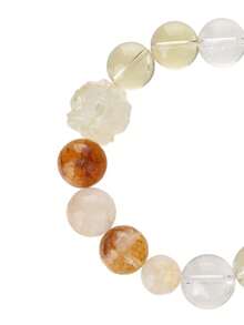 VE Pulseira de quartzo amarelo natural de prata S925 de alta qualidade com pingente de koi e flor de lótus de quartzo branco, traz boa sorte e sucesso profissional. Adequado para si mesmo, namorada, amiga, mãe, unissex. Cores da joia sortidas aleatoriamente. - Pulseira - Ver 4