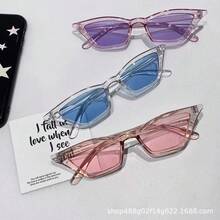 Retro Cat - Eye Triangle  For Women: Colorful  Shades For Street Style - Transparent Frame Blue Film - View 3