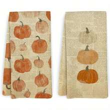 2pcs Vintage Autumn Pumpkin Kitchen Towels,Rustic Polyester Hand Towels With Pumpkin & Sunflower Design, Soft & Durable For Kitchen, Bathroom, And Home Decor, Autumn Home Decor | Decorative Towels | Texture, Kitchen Decor And Accessories - Multicolor - View 9