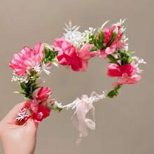 Girls Flower Crown Birthday Photo Pops Hair Wreath Holiday Festival Floral Headpiece