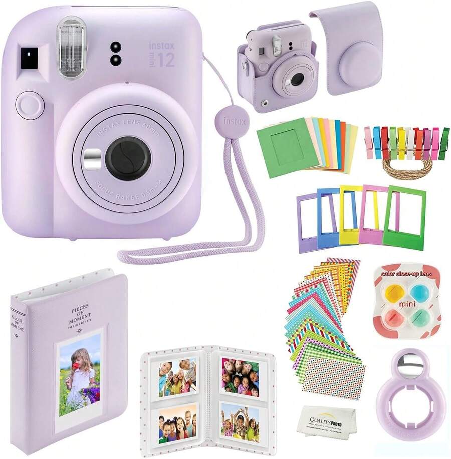 Fujifilm Instax Mini 12 Instant Camera + Quality Photo Value Bundle, Case, Decoration Stickers, Frames, Photo Album (Lilac Purple) - Màu Lilac Tím - Xem 1