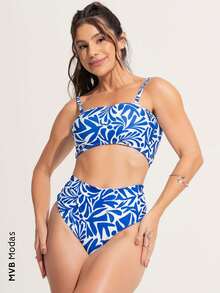 Bikini Top Stripe Hot Pants High Waist Cropped Asa Delta MVB Modas - Santorini - View 1