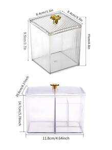 1个塑料收纳盒 - 化妆棉棉签带盖盒 - 家用化妆架单隔层/双隔层化妆牙签清洁棉签盒 - 防尘防水盒