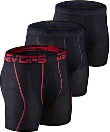 Men's Cool Dry Mesh Boxer Trunks 6-Inch Briefs, 3-Pack - 6吋(黑色/黑色/黑色) - 查看 1