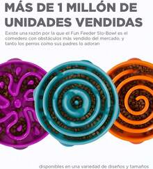 Fun Feeder Slo Bowl, Large Slow Feeder Dog Bowl, 4 Cups, Purple,10152449