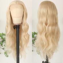 13X4 Purple Color Long Body Wave Lace Front Wig 26" Long Wavy Wigs Glueless Free Part 180% Density Violet Purple Wavy Hair With Adjustable Straps & Combs Heat Resistant Soft Loose Wave Synthetic Hair Replacement Wigs For Women Perfect For Daily Wear Parties & Special Occasions - 金色 - 查看 5