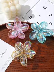 4 pièces/1 pièce Épingle à cheveux en forme de fleur holographique Y2K Style Sirène, grande taille 8 cm/3,15 po, rose, blanc, bleu, jaune, accessoires de mode en plastique léger, élégants, chics, minimalistes, de couleur unie, convient pour une utilisation quotidienne, casual, fête, déplacement, coiffure exclusive, queue de cheval, chignon, lavage du visage, maquillage, assortiment de tenues